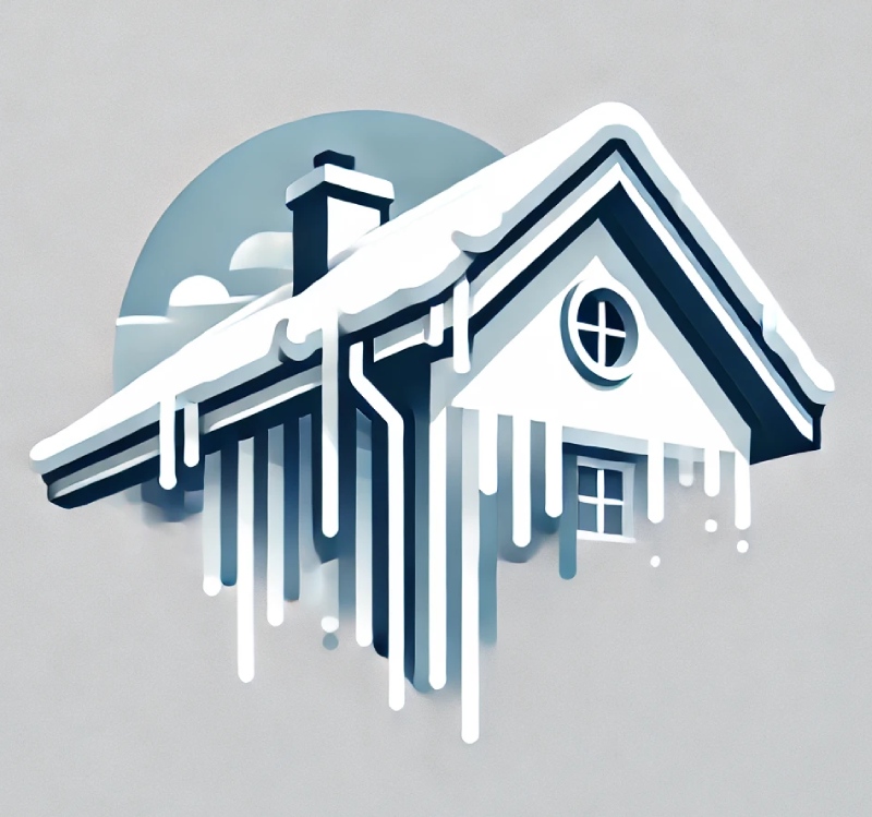 illustration of ice dams on a roof.