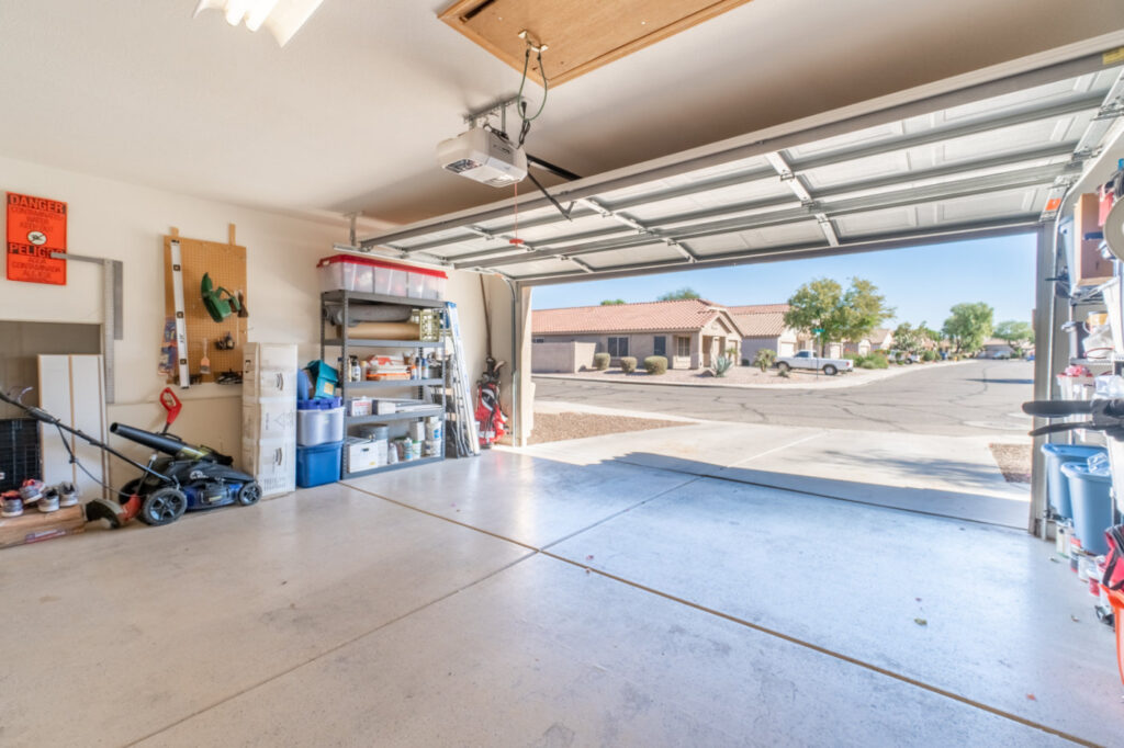 Interior of insulated home garage.