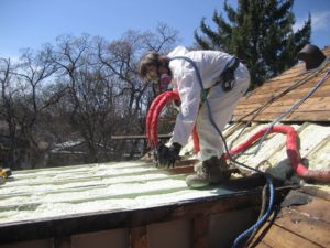Spray foam insulation on Winnipeg home