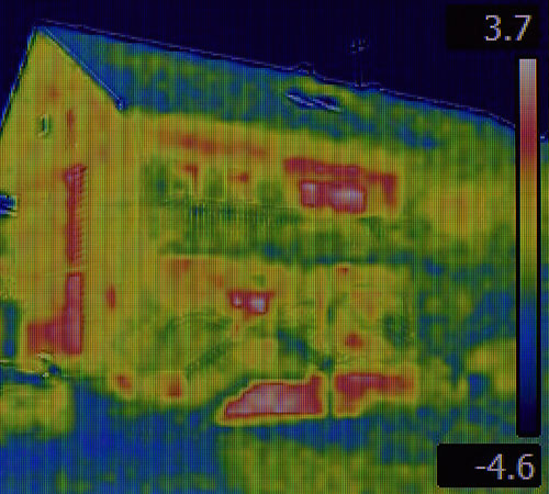 Thermal image of a house.