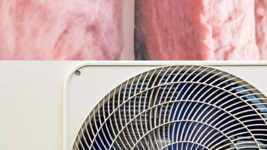AC unit in front of pink insulation
